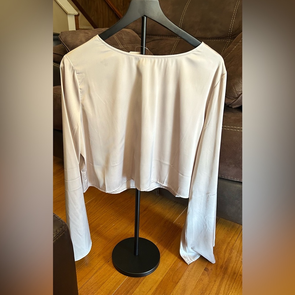 Oh my Love champagne Long bell Sleeve Crop Blouse